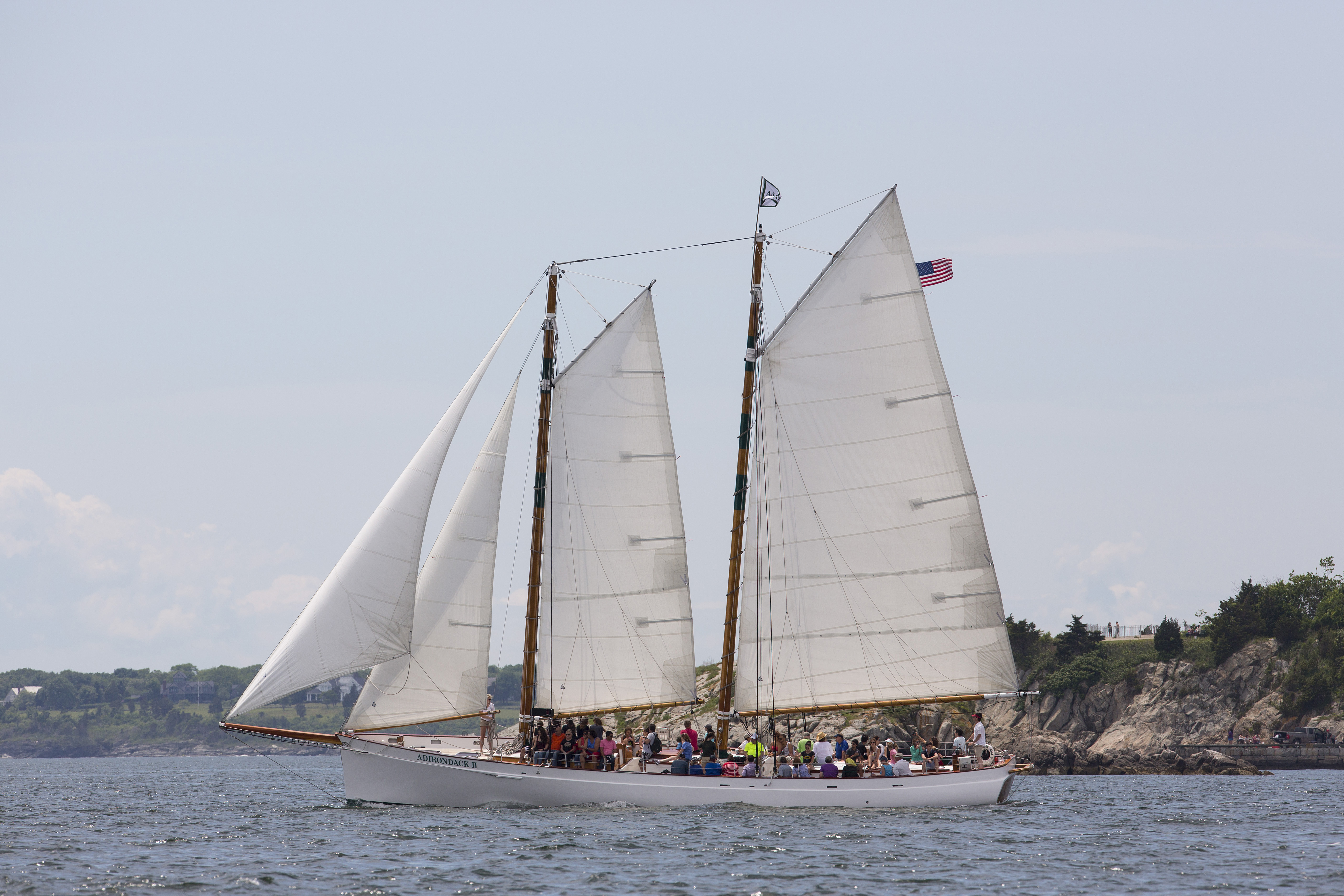 Adirondack II sailing around Newport Harbor.